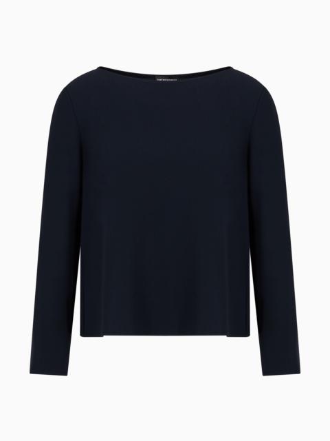 EMPORIO ARMANI Technical cady blouse with ruffle