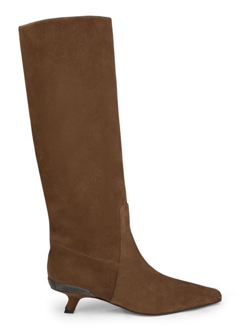 Brunello Cucinelli Women's Suede Knee-High Boots - Moka