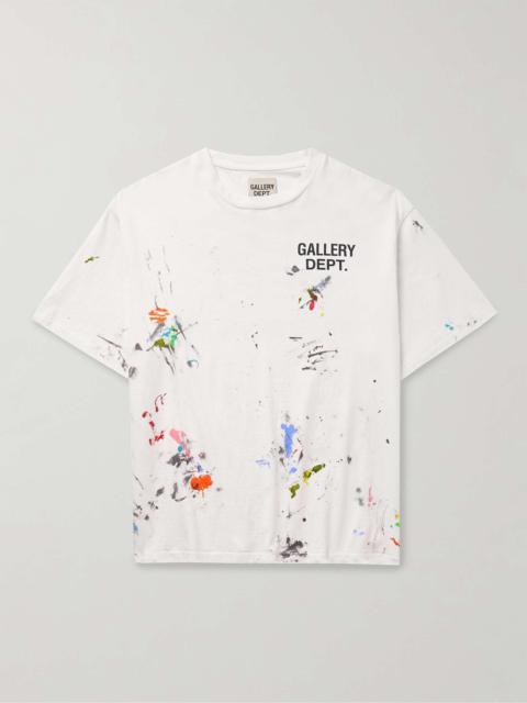 Paint-Splattered Logo-Print Cotton-Jersey T-Shirt