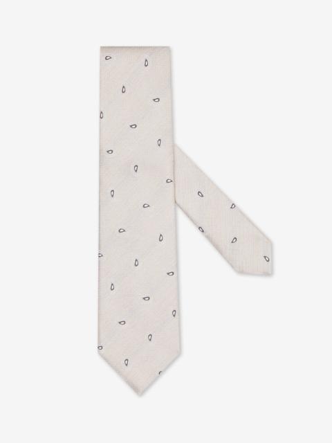 CORNELIANI Light brown pure silk tie with paisley pattern