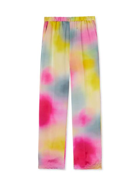 Viscose twill flowing tie dye pants with straight legs