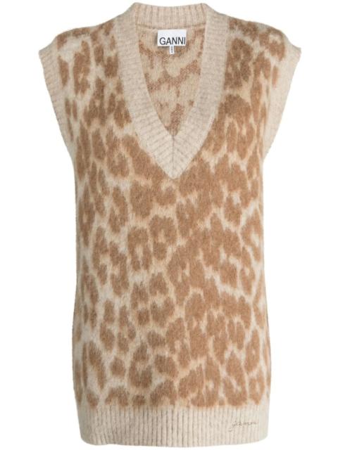 GANNI leopard-jacquard vest