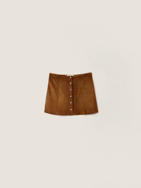 Miu Miu Waxed suede miniskirt