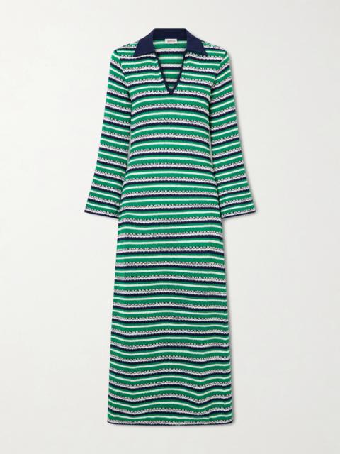 SIMKHAI Tegan Striped Stretch-cotton Coverup