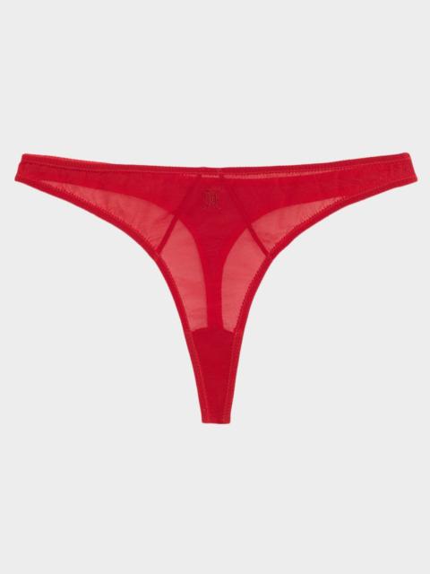 KIKI DE MONTPARNASSE Brienne Embroidered Mesh Thong