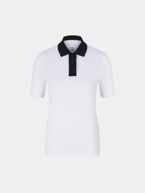 BOGNER Carole Functional polo shirt in White/Navy blue