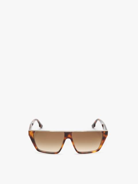 Victoria Beckham Flat Top Visor Sunglasses In Tortoise