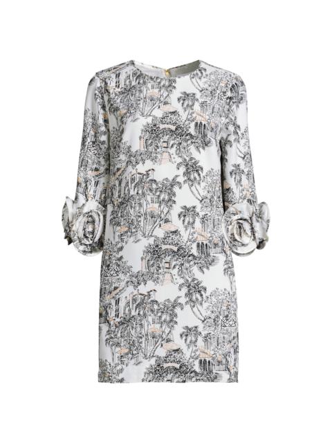 Lilly Pulitzer Women's Lu Rosette-Cuff Toile Crêpe Minidress - Coconut Toile