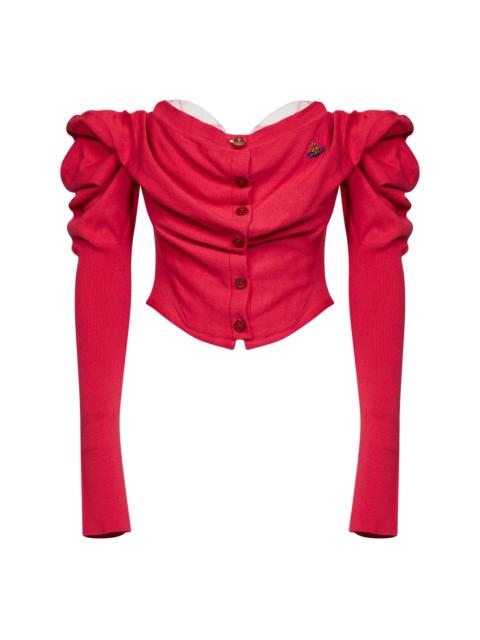 Vivienne Westwood Raspberry knit Bea Corset draped cardigan