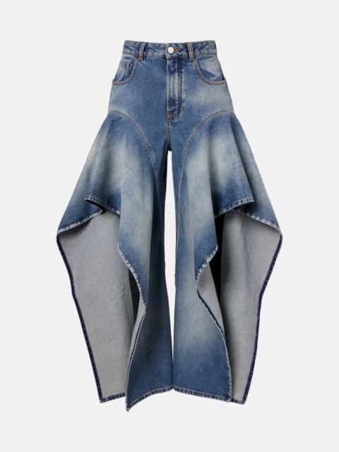 Alaïa Ruffled wide-leg jeans