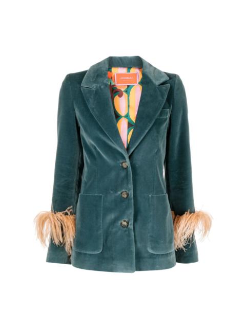 La DoubleJ Keaton feather-trim velvet blazer