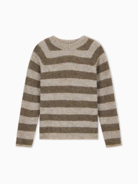 EMPORIO ARMANI STRIPED MOHAIR WOOL BLEND SWEATER