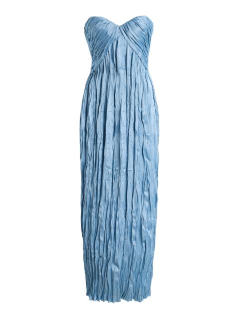 Alejandra Alonso Rojas Bustier Pleated Crepe Maxi Dress