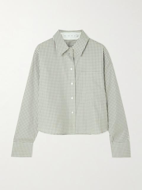 Proenza Schouler Olive Cropped Checked Cotton-poplin Shirt