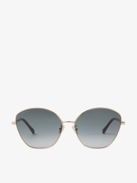 JIMMY CHOO Marilia
Rose Gold Cat-Eye Sunglasses with Grey Shaded Lenses and Glitter Temples