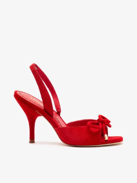 Larroudé Lady Sandal In Scarlet Suede
