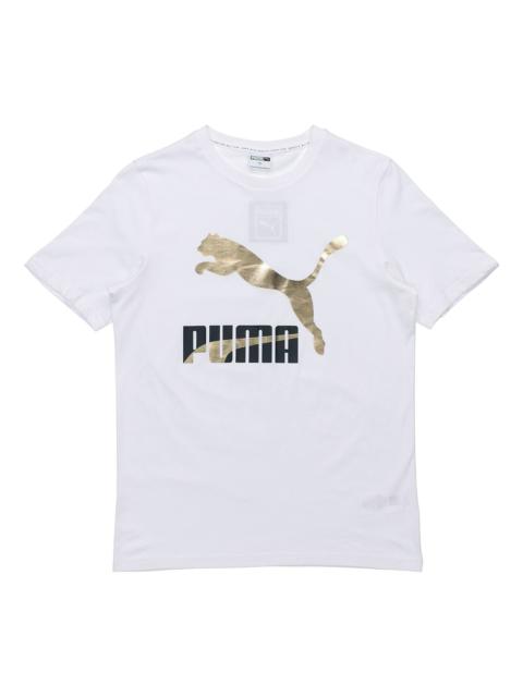 PUMA Classics Logo T-Shirt 'White Gold Black' 532280-02