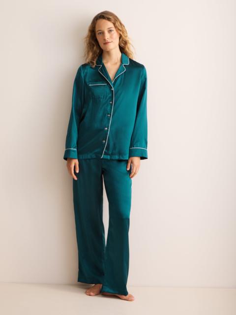Derek Rose Bailey Silk Pajamas Peacock Green