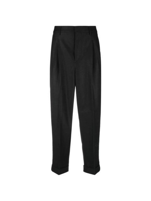 pleated virgin wool tapered trousers