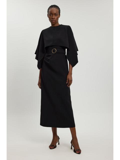 KAREN MILLEN Compact Viscose Asymmetric Cape Maxi Dress