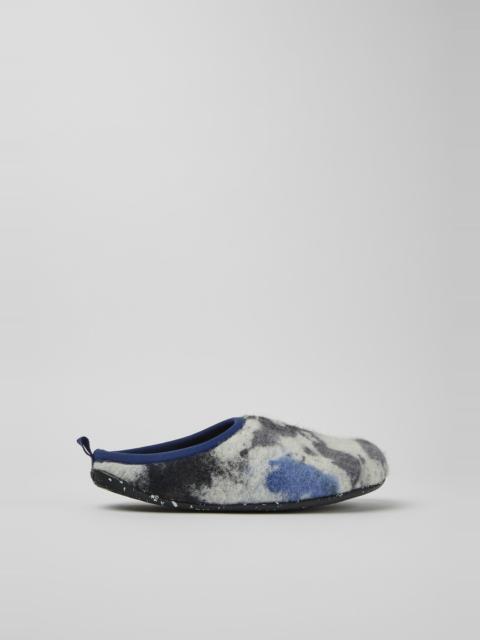 CAMPER Wabi Blue and black recycled wool slippers for men