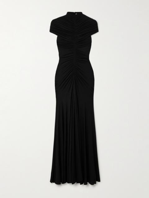 Alaïa Ruched Jersey Maxi Dress