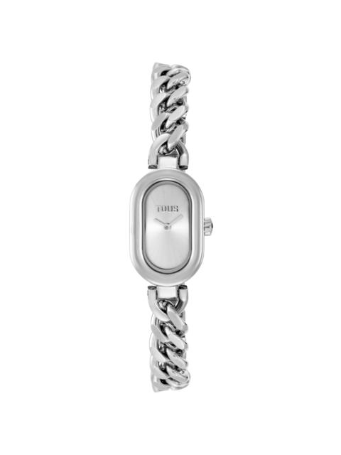 TOUS Analog jeweled Watch with steel chain bracelet Oval Time