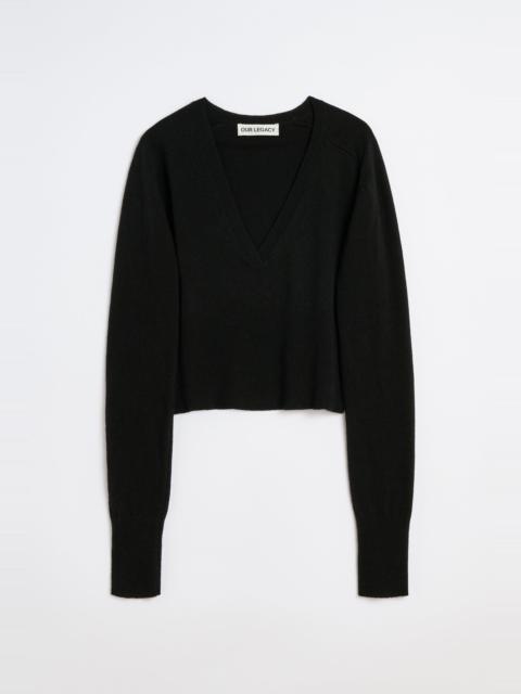 Sharp V-Neck Black Cherub Wool