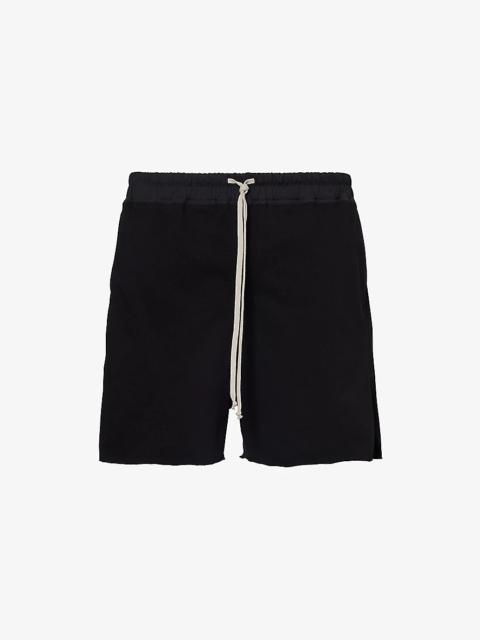 Drawstring-waistband mid-rise stretch-cotton shorts