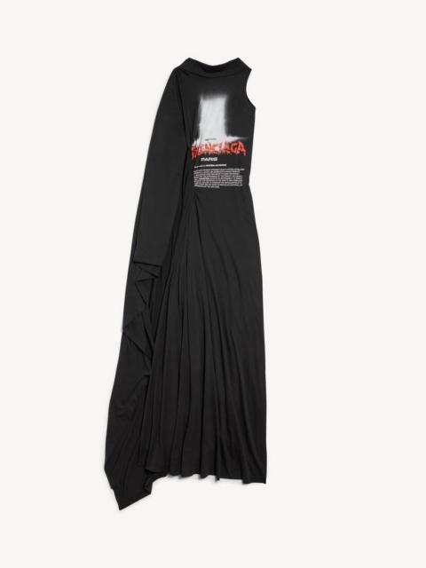 BALENCIAGA Women's The Door Long Draped Dress in Black