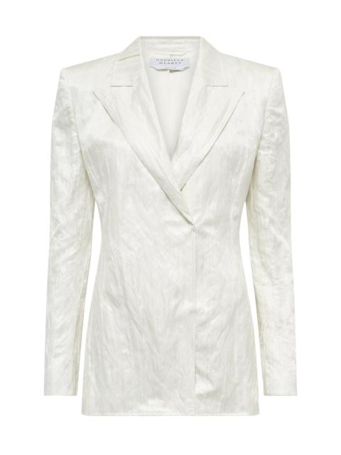 Mairi Blazer in Ivory Metallic Crinkled Silk