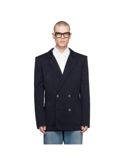 Balmain monogram-pattern 두 배 breasted blazer