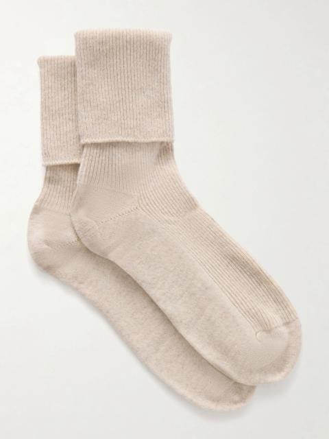 Johnstons of Elgin Ribbed cashmere-blend socks Ecru