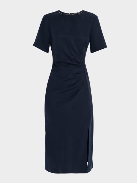 PESERICO Ruched Punto Luce Viscose Midi Dress