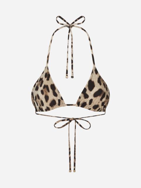 Dolce & Gabbana Leopard-print triangle bikini top