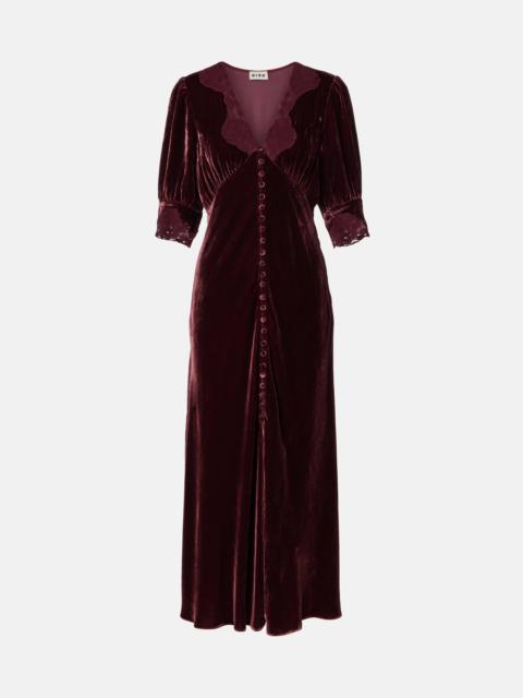 RIXO Simone lace-trimmed velvet midi dress