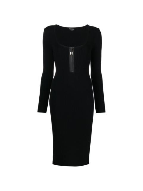 front-zip knitted dress