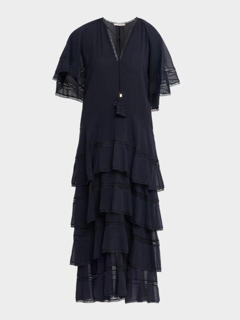DOROTHEE SCHUMACHER Dreamful Volumes Tiered Lace-Trim Midi Dress