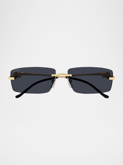 Cartier Rimless Metal Rectangle Sunglasses