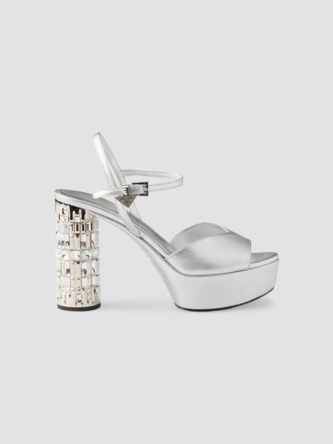 Prada Women's Mordoré Nappa Leather Platform Sandals - Silver