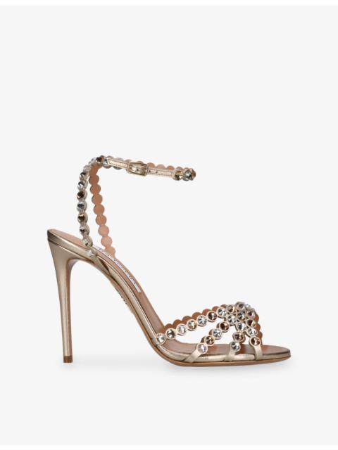 AQUAZZURA Tequila 105 Crystal-Embellished Leather Heeled Sandals