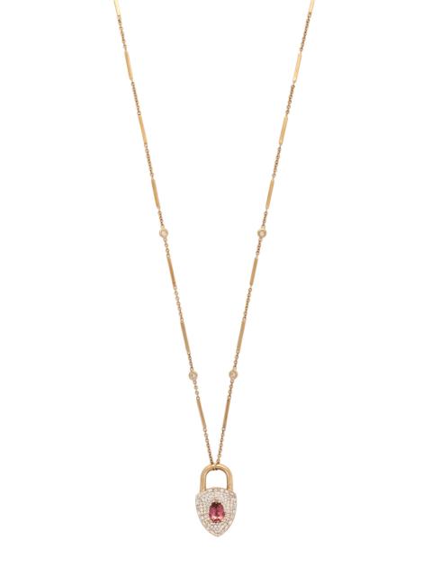 JACQUIE AICHE Pink Tourmaline Diamond Lock Pendant Necklace