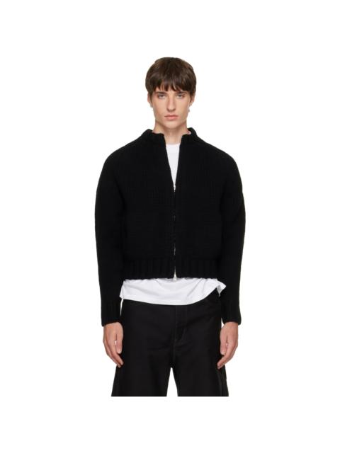 Tonywack Black Shetland Wool Knitted Zip Jacket