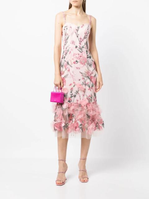 Marchesa BUTTERFLY MURMURING MIDI DRESS