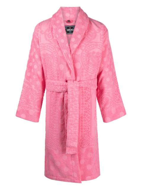 VERSACE Pink Barocco Terry-Clotch Cotton Robe