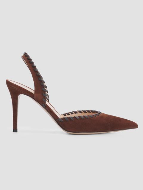 Gianvito Rossi Women's 85MM Suede Slingback Pumps - Brown Moka