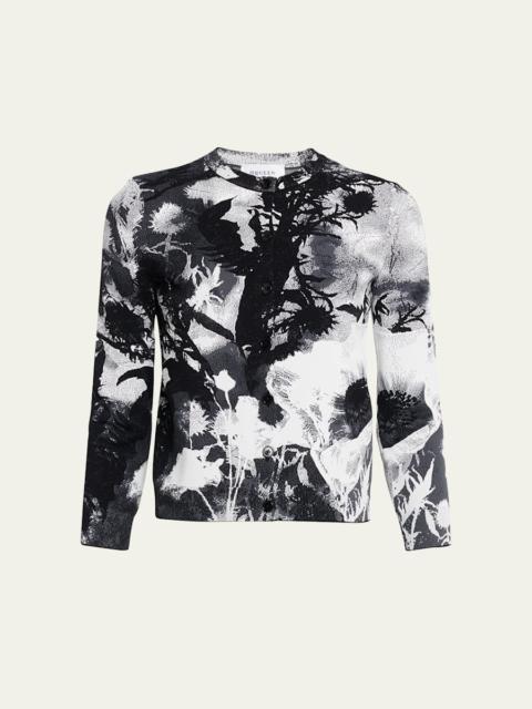 Alexander McQueen Floral Jacquard Crewneck Cardigan