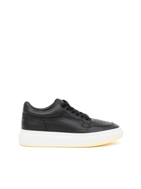 square-toe leather low-top sneakers