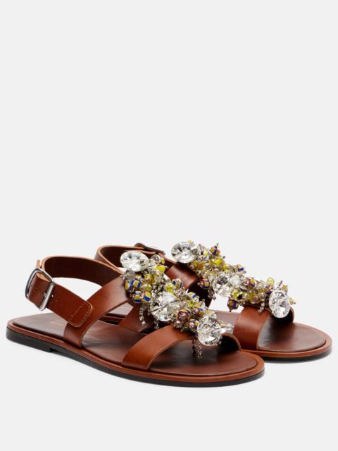 Dries Van Noten Embellished leather slingback sandals