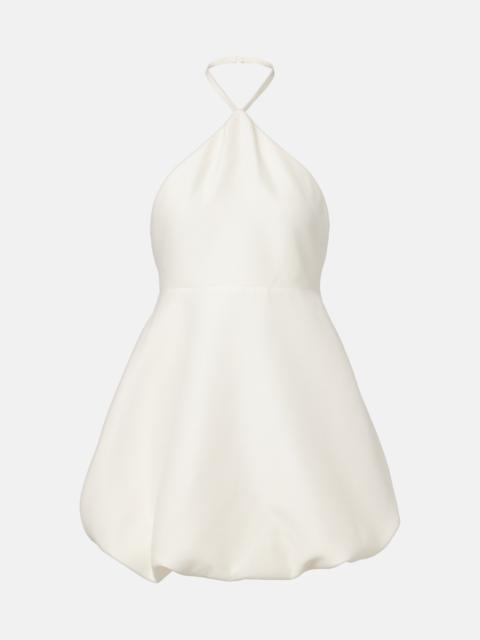 BALENCIAGA Halterneck peplum wool and silk minidress